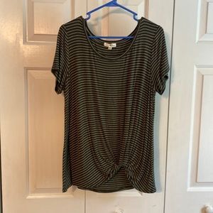 Stitch fix Green & White striped short sleeve top size L NWOT